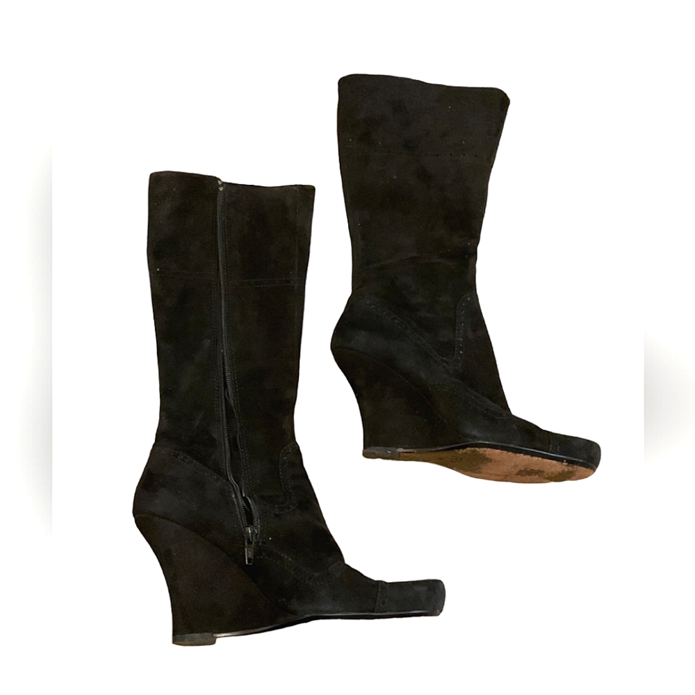 Jessica Bennett | Black Suede Wedge Boots | Size 7